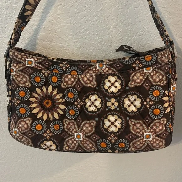 Vera Bradley quilted floral canyon brown/tan/orange design shoulder strap purse - Picture 5 of 13